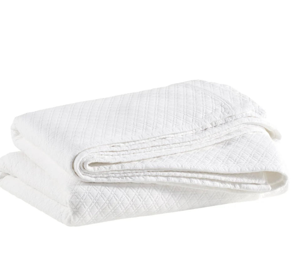 DIAMOND MATELASSE WHITE KING COVERLET