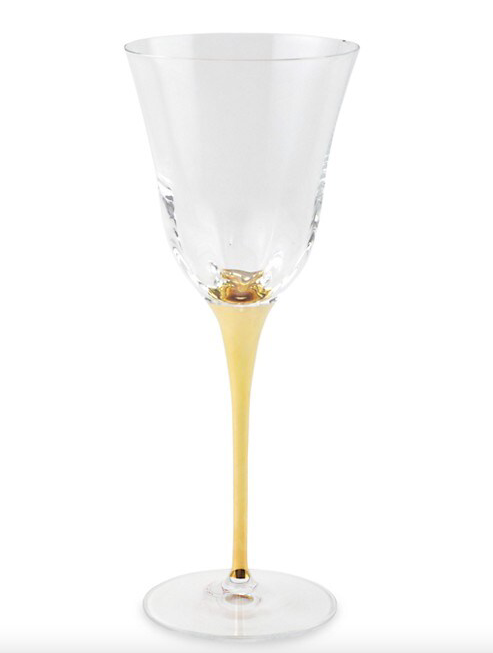 VIETRI OPTICAL GOLD STEM WATER GLASS