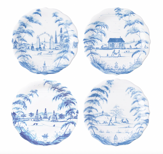 Country Estate Delft Blue Party Plates Set/4